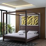 Ganpati Arts Solid Sheesham Wood Grand Poster King Size Bed for Bedroom Living Room Home Double Bed Furniture (Walnut Finish) 1 Year Warranty