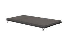 APRODZ Metal Trundle Bed Frame with Foam Mattress, Rolling Castors, Black