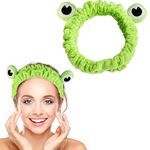 WLLHYF Frog Headband Makeup Headband Frog Eye Elastic Face Washing Hair Band Cute Shower Spa Headband Funny Green Head Wrap Cartoon Hair Accessories for Women Girls Skincare Beauty (Light green)