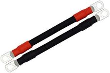 2PC 2 AWG Gauge Battery Power Inverter Cables,Tinned Copper Terminal,Good for Solar,Auto,RV,Motorcycle,Car& Marine (8 Inch,3/8 Lugs)