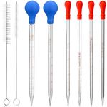 6 Pieces Glass Pipettes Graduated Dropper 0.5ml 1ml 2ml 3ml 5ml 10ml Long Glass Pipette Dropper with 6 Rubber Caps for Transfer Liquid Essential Oil