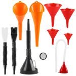 XhjzgcTech 10 Pcs Automotive Funnels Set, Wide Mouth Fuel Funnels, Flexible Right Angle Funnels, with Detachable Spout and Filter, snap funnel，Plastic Funnel Set for Water/Gasoline/Coolant/Engine Oil