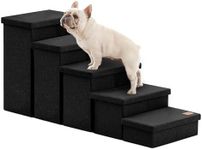 Love's cabin Dog Stairs for High Bed 22" H, Foldable Pet Stairs for Small Medium or Large Dogs Puppy with Storage for Bed or Couch, Cat Dog Steps Ramp with Zip up to 200 lbs, Black, 5 Steps