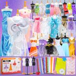 Anpro 700+ Pcs Fashion Designer Kit for Girls with 4 Mannequins, DIY Arts & Crafts Kit for Girls, Doll Clothes Making Sewing Kit