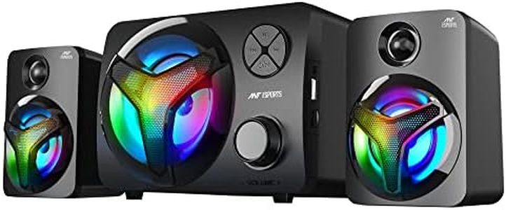 Ant Esports GS350 Pro 2.1 Stereo Gaming Speakers 15W,USB Powered Bluetooth Desktop Speaker Plus 3.5 mm Aux-in, in-line VolumeControl,RGB LED Lights Multimedia Speakers for PC, Laptop,Tablet,Cellphone