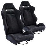 Performance World 275120 StreetSeat2 Black Synthetic Suede with w/Red Stitching Automotive Interior Racing Seats. Pair