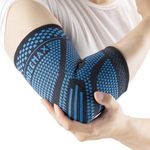 INDEEMAX Copper Elbow Compression Sleeve 1 Pair, Tennis Elbow Brace for Men Women, Elbow Support Wraps for Arthritis, Tendonitis, Bursitis, Sprains, Joint Pain Relief, Weightlifting (Black-Blue, X-Large)