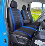 Van Seat Covers, Universal Fit Most Trucks Vans Lorry Front Seat Covers, Single & Double Car Seat Covers for Single Driver and Double Passenger Seat 2+1 seat Covers, 3D Stripe Print (Blue)