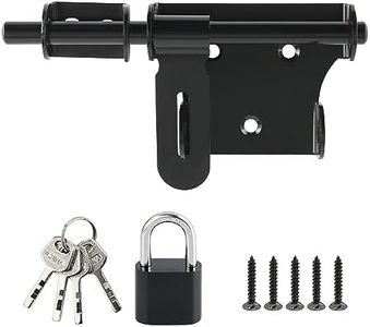 SAYAYO Catenaccio Porta in Legno Serratura Porta Chiavistello Nero, Chiavistelli e Catenacci per Porte con Lucchetto per Lucchetto, Acciaio Inossidabile SUS304, 150MM, EMS350B-SET
