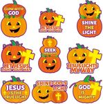 QOUBAI 36PCS Halloween Religious Pumpkin Cutouts Christian Jesus Wall Decor Kit Fall Cardboard Door Sign Religious Holiday Decor for Autumn Classroom Bulletin Board Window Door Party Favor Supplies