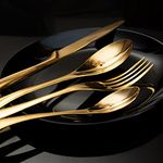 Premium Gift; Gold Plated SensiSel 16 Pieces Cutlery Set - Flatware Serves 4 People - Dishwasher Safe Tableware