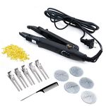Amesun Professional Hair Extensions Tool Fusion Heat Iron Connector Wand Melting Tool with Clips Cromb (Black)