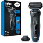 Braun Series 5 Electric Shaver, with Precision Trimmer Attachment for Moustache & Sideburns Trimming, 100% Waterproof, 2 Pin Bathroom Plug, 50-B1200s, Blue Razor