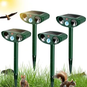 Gebatule Pack of 4 Solar Ultrasonic Animal Repellent Defender Deer Repeller to Repel Cat, Squirrel, Dog, Raccoon, Skunk, Rabbit, Waterproof with Motion Detector