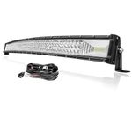 PICAA Curved 42 inch 540W Car Led Light Bar with 12V Wiring Harness Cable Kit, Tri Row Offroad Light Bar Driving Fog Lamp Work Lights for 4x4 Truck SUV ATV, Flood Spot Combo Beam 6000K White