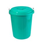 Dhwani Enterprise Manual-Lift Plastic, [60 Ltr, Multi Colour], With Lid Multipurpose Plastic Storage Bucket Drum 60Ltr With Check Duster Cloth