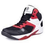 Bacca Bucci® Men's Wager Basketball Shoes with Natural Rubber Sole & Breathable Upper- Red/White,Size UK9