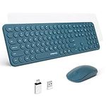 XTREMTEC 2.4G Full Size Wireless Keyboard and Mouse Combo - Ultra Slim Silent Cute Computer Keyboard with USB Receiver for Windows, OS, PC, Desktop, Mac, Tablet US Layout(Blue)