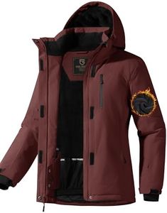 FREE SOLDIER Women's Waterproof Ski Snow Jacket Fleece Lined Warm Winter Rain Jacket with Hood Fully Taped Seams(Wine Red,M)