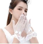 Mistrend-Short Lace Fishnet Gloves Floral Lace Mesh Finger Glove S For Women. (White)