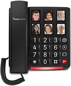 Amplicomms BigTel 40 Plus, téléphone Filaire à Grosses Touches, Six Touches de numérotation directe avec Photo, Audio Boost +40dB, sonneries Extra Fortes, Compatible avec Les Aides auditives