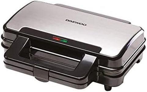 Daewoo 900W Deep Fill 4 Slice Kitchen Sandwich Maker - Cool Touch Handles - Safety Thermal Cut Out - Thermostatically Controlled - Black