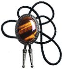 Moranse Bolo Tie with Natural Tiger Eye Stone Celtic Style Genuine and Cowhide Rope