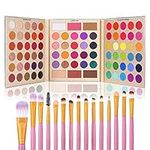 UCANBE Professional 86 Colors Eyeshadow Palette with 15pcs Makeup Brushes Set Matte Glitter Long Lasting Highly Pigmented Waterproof Contour Blush Powder Highlighter All in One