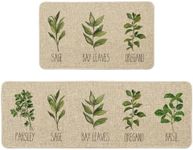 Artoid Mode Parsley Sage Oregano Basil Bay Leaves Decorative Kitchen Mats Set of 2, Seasonal Holiday Party Low-Profile Floor Mat for Home Kitchen - 43 x 73 and 43 x 118 cm