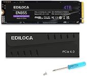 Ediloca EN855 Internal Gaming SSD with Heatsink 4TB PCIe Gen4, Up to 7400MB/s, NVMe M.2 2280, 3D TLC NAND Flash, Solid State Drive, Configure DRAM Cache, Compatible with PS5 and PC