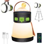 Rechargeable Camping Lantern, 2000 Lumens 40 Hrs 8000mAh Battery Powered Solar Camping Lights with Warm White Light, 8 Light Modes, Outdoor Portable Lanterns for Hiking, Camping, Fishing, Emergency