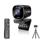 Webcam 4K, USB Webcam with 4 Noise-Canceling Microphones, 4K Webcam for PC/MAC, Streaming Webcam, Built-in OSD & Privacy Cover, Plug & Play Wide Angle Webcam for Zoom, Teams, Online Classes, Recording