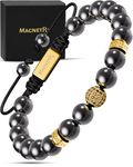 MagnetRX® Magnetic Hematite Bracelet – MAX Strength Magnetic Stones – Beaded Magnetic Bracelets for Men and Women (Gold Zeus 8mm Bead)