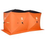 Outsunny 8-Person Pop-up Ice Fishing Shelter, Portable Ice Fishing Tent with Ventilation Windows and Carrying Bag, for Low-Temp -22℉