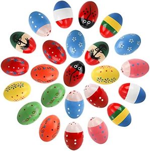 Peohud 24 Pieces Wooden Egg Shakers, Maracas Percussion Musical Eggs for Kids, Musical Instruments Toys for Toddler Baby Music Learning