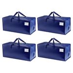 VENO 4 Pack Moving Bags Heavy-Duty Extra Large W/Backpack Straps, Moving House Essentials, Strong Handles & Zips, Clothes Storage, Packing, Laundry Bags, Reusable and Sustainable (Blue, 4 Pack)