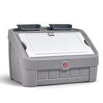 Step2 2-in-1 Toy Box & Art Lid, Kids Toy Storage Bin & Organizer, Easel & Chest in One, Made of Durable Plastic, For Toddlers 2+ Years Old, Gray