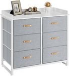 SONGMICS Dresser for Bedroom with 6 Drawers, Chest of Drawers, with Water-Resistant Changing Table, Storage Organizer Cabinet, for Kids Room Nursery Living Room Hallway, Gray UGKR101G01