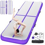 FBSPORT 10ft/13ft/16ft/20ft/23ft/26ft Inflatable Gymnastics Airtrack Tumbling Mat Air Track Floor Mats with Electric Air Pump for Home Use/Training/Cheerleading/Beach/Park and Water (Purple, 10)