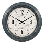 La Crosse Technology 433-3838 18" Hamilton Indoor/Outdoor Metal Analog Quartz Clock, Navy Blue