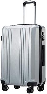 Coolife Luggage Suitcase PC+ABS with TSA Lock Spinner Carry on Hardshell Lightweight 20in 24in 28in (sliver, L(28IN))