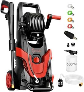 2026Upgraded Pressure Washer 4800PSI w/4 Quick Connect Nozzles, Inlet Hose & Filter&500ML Soap Tank, High Cleaning Machine for Cars/Fences/Driveways/Patios/Home Cleaning,Red