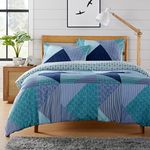 Olivia Rocco Easy Care Printed Duvet Cover Set 100% Polyester Breathable Stylish Comforter Reversible Quilted Bedding Bed Sets With Pillowcases JASPER DUVET SET, TEAL DOUBLE