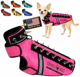 CoyoteVest SpikeVest Dog Harness Vest for Small Dogs, Reflective Dog Vest with Spikes to Shield Your pet from Coyotes, Raptor and Animal Attacks, Anti Hawk Vest, Made in USA (XXS-Pink)
