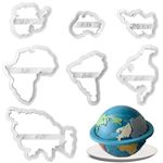 Keepaty World Map Shape Cookie Cutters, Seven Continents Shape 3D Plastic Biscuit Mould, 7pcs Fondant Cutters for Cake Decorating, Pastry Baking Tools