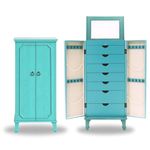 Hives and Honey 9006-349 Carson Fully Locking Jewelry Armoire, Large, Turquoise