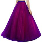 GP Collection Long Tulle Full Net Skirt for Women Stylish - Long Tulle Skirt with Cane Inside Fully Stiched Flared Skirts for Wedding Evenings - Girls Trendy Middi Lehanga Skirts Ghagra, XS, Purple