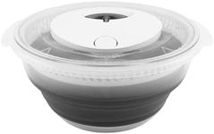 COOK WITH COLOR Collapsible Salad Spinner - 4 QT Space Saving Lettuce Dryer with Folding Collapsible Colander Great for Washing and Drying Fruit and Vegetables (Grey)