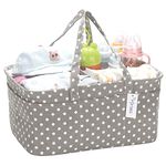 Hinwo Baby Diaper Caddy 3-Compartment Infant Nursery Tote Storage Bin Portable Car Organizer Newborn Shower Gift Basket with Detachable Divider and 10 Invisible Pockets for Diapers & Wipes (Grey Dot)