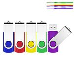 JEVDES 8GB USB Memory Stick 5 Pack USB Stick Flash Drive USB 2.0 Pen Drive Swivel Design Thumb Drive for Data Storage Zip Drive Jump Drive with LED Light (5 Colors)